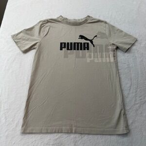 Puma Graphic T-Shirt Youth Large 14-16 Tan Good Short Sleeve Logo Tee